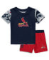 ფოტო #2 პროდუქტის Newborn and Infant Boys and Girls Navy, Red St. Louis Cardinals Pinch Hitter T-shirt and Shorts Set
