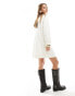 Фото #2 товара ASOS DESIGN v neck long sleeve mini sweat dress in white