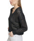 Women's V-Neck Open-Stitch Cotton Sweater
