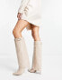 ASOS DESIGN – Clearly – Overknee-Stiefel in Creme mit hohem Absatz und umgeschlagenen Schaft