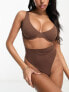 Фото #7 товара ASOS DESIGN Fuller Bust Marina nylon blend smoothing underwire bra in brown