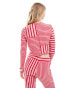 Neon Rose spliced stripe long sleeve top co-ord in red and pink