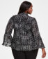 ფოტო #2 პროდუქტის Plus Size Printed Tie-Neck Blouse