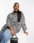 Фото #1 товара ASOS DESIGN Curve oversized long sleeve shirt in blue leopard print