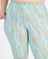 ფოტო #3 პროდუქტის Plus Size Wavy Geo Printed High Rise Crop Leggings, Created for Macy's