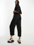 ASOS DESIGN Tall oversized tie waist shirt jumpsuit in black