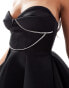 Фото #3 товара ASOS DESIGN diamante trim corset mini dress with full skirt in black