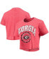 ფოტო #1 პროდუქტის Women's Red Georgia Bulldogs Edith Vintage-Like Burnout Crop T-shirt