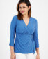 Фото #1 товара Petite 3/4-Sleeve D-Ring Wrap Top