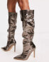 Фото #4 товара Raid Brayden stiletto knee boots in champagne metallic