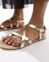 Фото #4 товара South Beach strappy sandals with whipstitch detail in gold