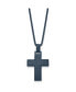 Brushed Dark Grey IP-plated Cross 22in Box Chain Necklace