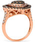 ფოტო #2 პროდუქტის GODIVA x Le Vian® Chocolate Diamond & Nude Diamond Heart Halo Cluster Ring (1-1/4 ct. t.w.) in 14k Rose Gold