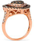 Фото #2 товара GODIVA x Le Vian® Chocolate Diamond & Nude Diamond Heart Halo Cluster Ring (1-1/4 ct. t.w.) in 14k Rose Gold