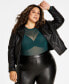 Фото #1 товара Trendy Plus Size Quilted-Side Moto Jacket