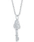ფოტო #3 პროდუქტის Diamond Key 18" Pendant Necklace (1/6 ct. t.w.) in Sterling Silver
