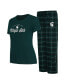 ფოტო #1 პროდუქტის Women's Green, Black Michigan State Spartans Arctic T-shirt and Flannel Pants Sleep Set