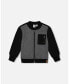 Фото #1 товара Baby Boys Baby Herringbone And Fleece Zip Vest Black And Gray