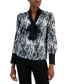 ფოტო #1 პროდუქტის Women's Contrast-Trimmed Printed Satin Bow Blouse