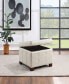Фото #3 товара Detour Strap 29.75" Square Storage Ottoman in Cream Faux Leather Upholstery and Wood