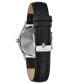 ფოტო #3 პროდუქტის Women's Black Leather Strap Watch 30mm