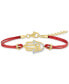 ფოტო #1 პროდუქტის Diamond Accent Hamsa Hand Red Cord Bracelet in Sterling Silver or 14k Gold-Plated Sterling Silver