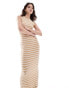 Фото #2 товара ASOS DESIGN 90s ribbed built up midi tank dress in ginger and white stripe