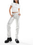 Only metallic straight leg trousers in silver Серебристый, M L32 - фото #1