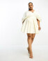 Фото #2 товара ASOS DESIGN Curve v neck structured mini dress in ivory