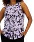 Women's Floral-Print Ruffle-Front Sleeveless Blouse