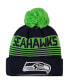 Фото #3 товара Big Boys College Navy Seattle Seahawks Proof Cuffed Knit Hat with Pom