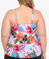 Фото #2 товара Swim Solutions Plus Size Pleated-Front Double-Strap Tankini Top Multi Size 18W