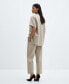 Women's Linen-Blend Elastic Waist Trousers