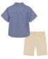 ფოტო #1 პროდუქტის Toddler Boys Prewashed Printed Chambray Short Sleeve Shirt and Twill Shorts, 2 Piece Set