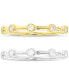 ფოტო #1 პროდუქტის 2-Pc. Set Cubic Zirconia Bezel Stack Rings in Sterling Silver & 14k Gold-Plate