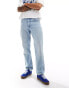 Фото #5 товара Pull&bear straight fit vintage washed jeans in light blue