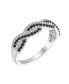 ფოტო #4 პროდუქტის Two Tone Intertwined Twist Knot 1/2 Eternity Black & White Pave Cubic Zirconia CZ Infinity Band Ring For Women Girlfriend .925 Sterling Silver