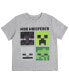 Boys Creeper Skeleton Zombie Enderman Graphic T-Shirt and Mesh Shorts Outfit Set to Серо-черный, 5 - фото #3