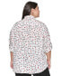 Фото #2 товара Plus Size Whimsical Graphic Button-Front Blouse, Created for Macy's