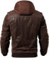 Фото #3 товара Мужская куртка из синтетической кожи KEFITEVD, байкерская куртка со съемным капюшоном, переходная куртка, винтажный бомбер, стильная мужская куртка, осенне-зимняя куртка для отдыха