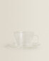 Borosilicate glass teacup and saucer