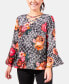 ფოტო #1 პროდუქტის Petite Paisley-Print Bell-Sleeve Top