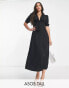 Фото #2 товара ASOS DESIGN Tall tie front button through midi dress in black