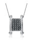 Фото #1 товара Sterling Silver White Gold Plated White and Black Cubic Zirconia Pendant