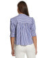 ფოტო #2 პროდუქტის Women's Striped Short-Sleeve Cotton Ruffle Blouse