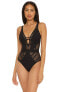 Фото #1 товара Becca by Rebecca Virtue Color Play Crochet Plunge One-Piece Black Size MD