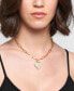 ფოტო #3 პროდუქტის Gold Adjustable Chunky Paperclip Link Pave Heart Necklace