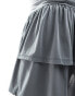 Фото #4 товара COLLUSION festival slash neck mini dress with ruffle detail in grey