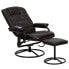 Фото #4 товара Massaging Brown Leather Recliner And Ottoman With Metal Bases