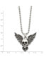 Chisel antiqued Skull with Wings Pendant Ball Chain Necklace